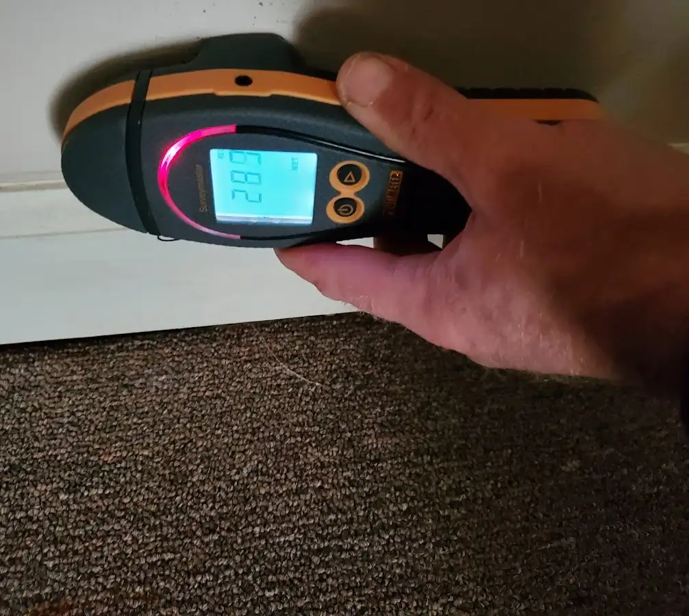 Moisture detection at baseboard during Storm Damage Restoration in Santa Clara